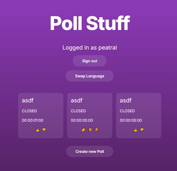 The polling website I am working on