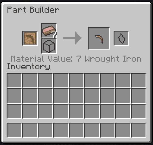 The part builder with wrought iron as the tool material. The part builder with wrought iron as the tool material.